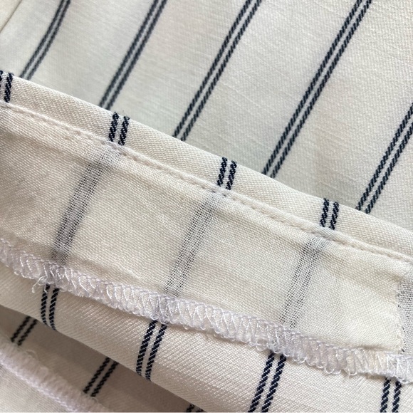 ZARA Cream Ecru Navy Blue Stripe Wide Leg Pants - Picture 9 of 11